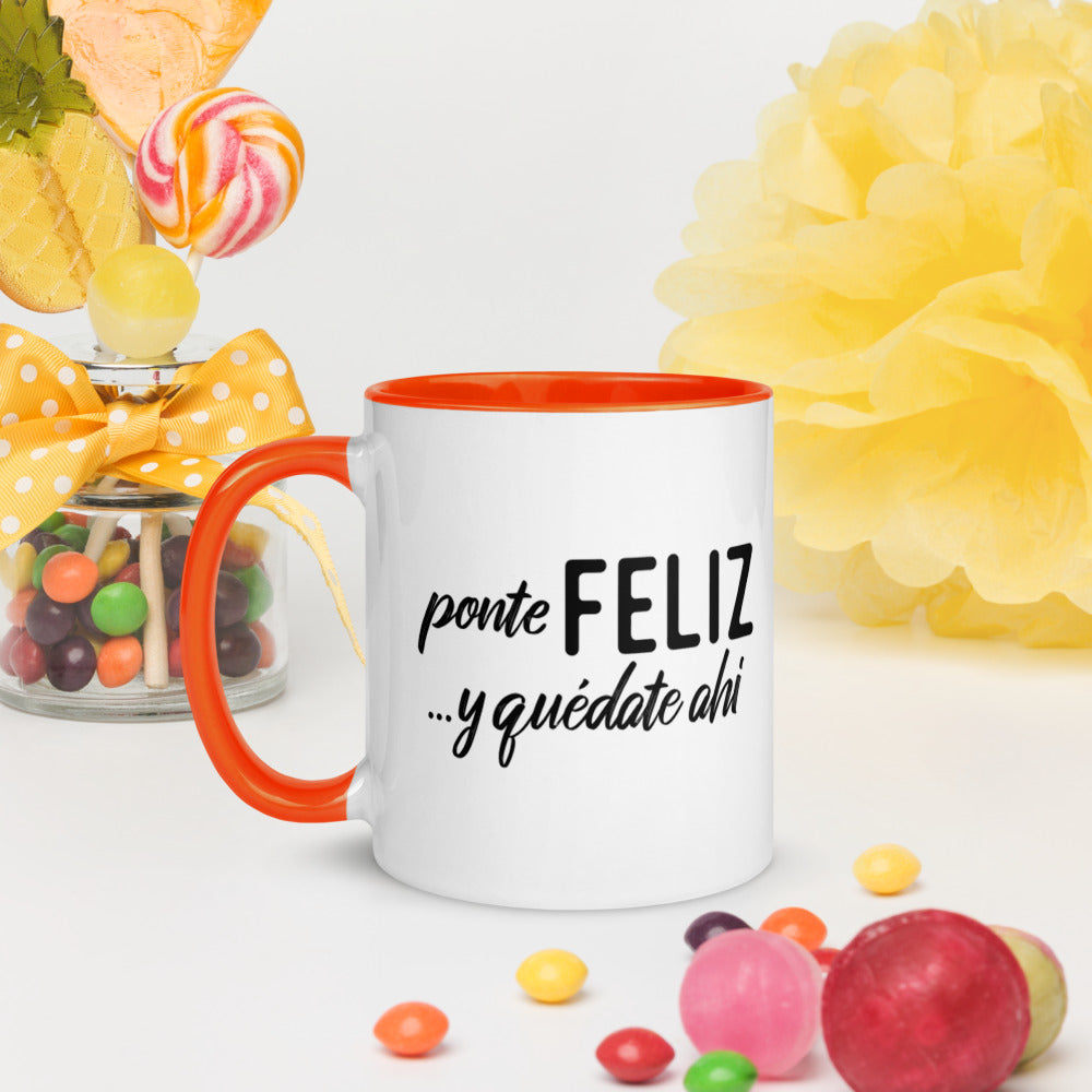 Mug with Color Inside - Ponte feliz y quédate ahí