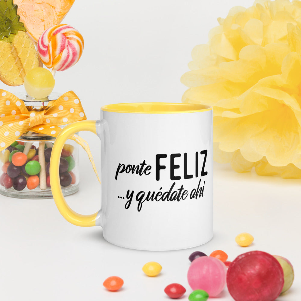 Mug with Color Inside - Ponte feliz y quédate ahí